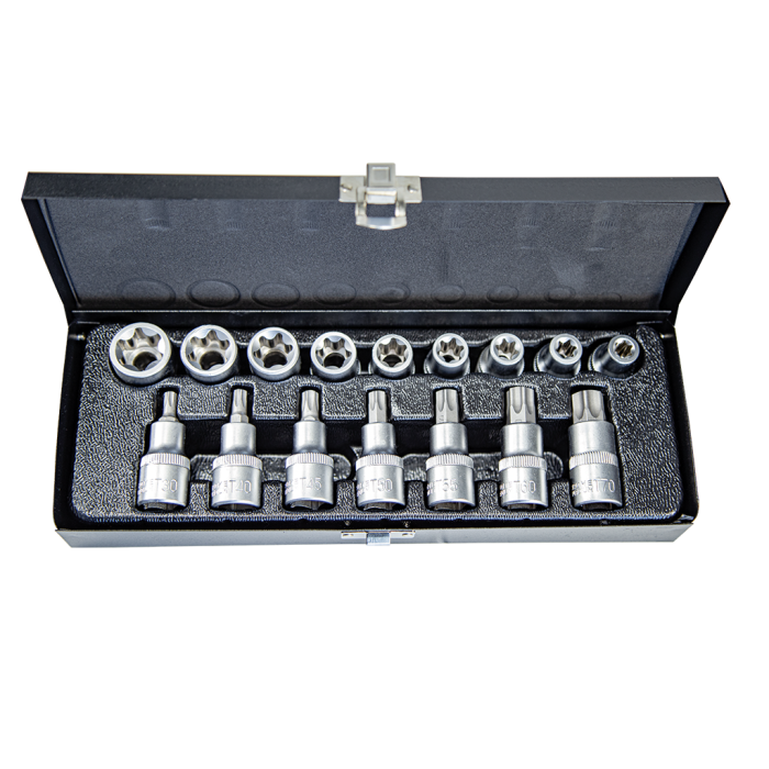 16 Parça 1/2'' CR-V Torx ve E Tipi Torx Lokma Seti