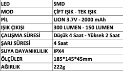 MERCURE LEDLİ BOYUN FENERİ MC-6633 ŞARJLI