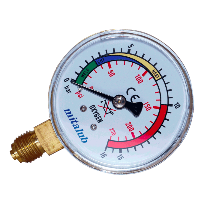 63 mm. 0-315 bar Oksijen Saati Alttan Manometre