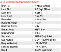 MERCURE YATAY DİKEY ÇİZGİ LAZER ŞAKÜL